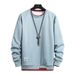 Men's Fleece-Lined Pullover Sweatshirt Winter Casual Streetwear Loose Fit Round Neck Layering Tee With Patch Detail_viptrois.com