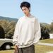 Vintage-Inspired Heavyweight Polo Collar Sweatshirt For Men - Textured Jacquard Long Sleeve Pullover With Retro Style (Black, Off-White)_viptrois.com