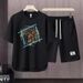 Men's Clothing 2024 Waffle Casual Summer Suit Loose Teen Short sleeved T shirt Shorts Handsome Two piece Suit_viptrois.com