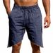 Men's Linen Sports Shorts Summer Loose Beach Casual Solid Color Personalized Swallowtail Style_viptrois.com