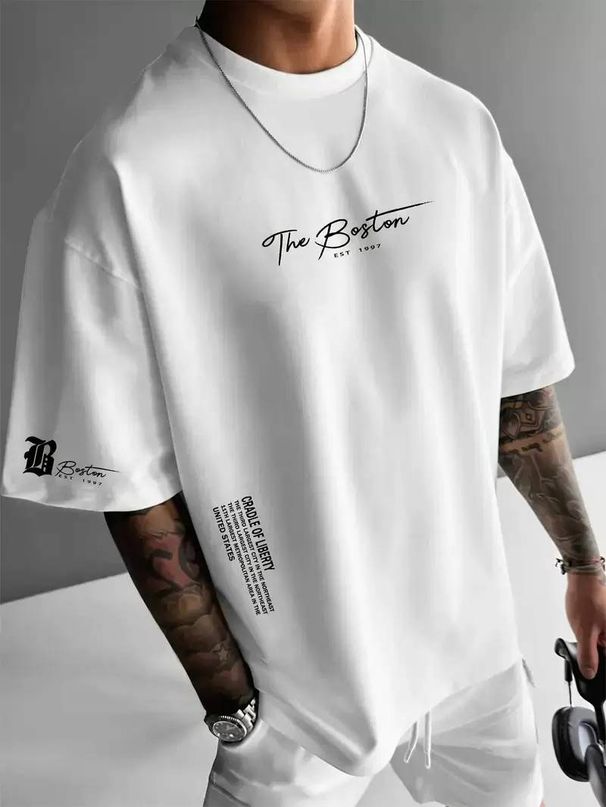 2025 American Fashion Brand Men's New Fashionable Letter Printed Short Sleeved T-shirt Casual Top_viptrois.com