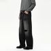 Men's Distressed Streetwear Jeans – Raw Hem Relaxed Fit Vintage Washed Denim Pants With Knee Slits & Bleach Splatter (S-XL, Mid-Rise, Zip Fly)_viptrois.com