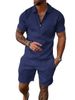 Men's Clothing Menswear New Independent Station Supply Casual Contrast Color Polo Zip Lapel Shirt Short Sleeve Set_viptrois.com