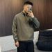 Men's Clothing Men's Autumn Half-Zip Stand Collar Sweatshirt - Lightweight Embroidered Pullover Top For Casual Wear (Green/Black)_viptrois.com
