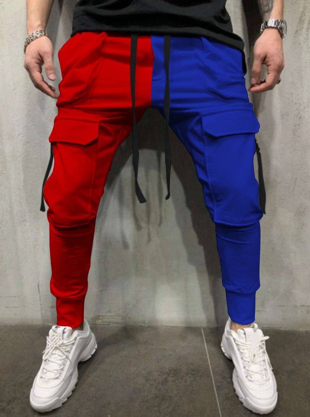 Men's Cargo Jogger Pants – Multi-Pocket Casual Workout Pants With Drawstring Waist & Contrast Panels_viptrois.com