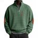 Men's Waffle-Knit Half-Zip Sweatshirt - Solid Color Stand Collar Pullover For Casual Fall/Winter Wear (S-XXXL)_viptrois.com