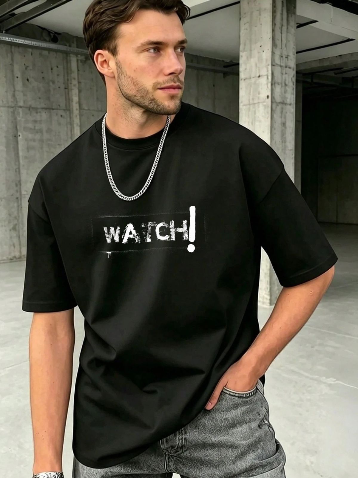 Streetwear Style T Shirt Watch Graphic Design Cotton Blend Oversized Fit Men Urban Fashion Casual Wear_viptrois.com