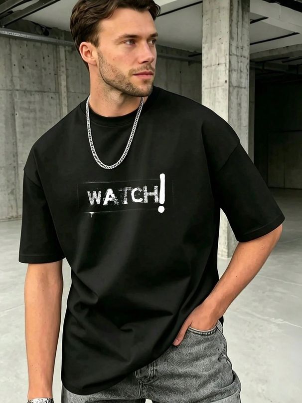 Streetwear Style T Shirt Watch Graphic Design Cotton Blend Oversized Fit Men Urban Fashion Casual Wear_viptrois.com