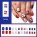 Short bright face red and blue color sparkling stripes wear nail art American Independence Day five-pointed star foreign trade nail art 24 pieces_viptrois.com