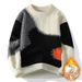 Pure Design Sense Color-Block For Men, Autumn And Winter Trendy Brand Patchwork Knitwear, Loose Casual Youth Sweater Jacket_viptrois.com