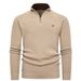 Men's Ribbed Knit Sweater – Half-Zip Mock Neck Pullover (Thermal Insulated, Stretch Comfort, Machine Washable, Winter Casual & Smart Wear)_viptrois.com