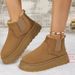 Women's Shoes Large Size Mid Tube Thick Soled Snow Boots For Women 2025 Autumn And Winter New Style Slip On Fashionable Popular Cotton Shoes For Women_viptrois.com