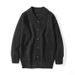 Solid Color Loose Collar Knitted Cardigan Men's Autumn New Item, Youth Fashion Sweater Jacket_viptrois.com