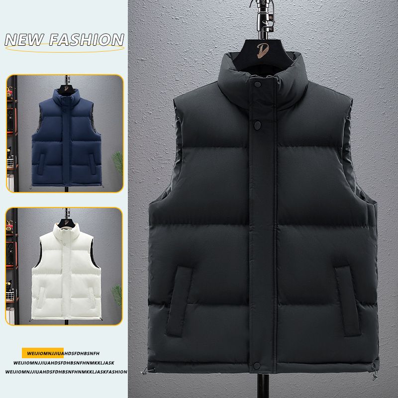 Oversized Quilted Vest Sleeveless Jacket With Side Pockets Thickened Cotton Blend Anti-Wrinkle Polyester Lining Unisex Layering Essential_viptrois.com