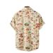 Men's Summer Short Sleeve Shirt European American Style Mushroom Print plus Size Loose Fit Beachwear_viptrois.com