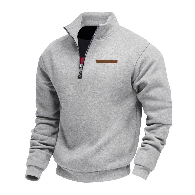 Men's Clothing Plus Velvet Stand Collar Pullover Half-Zip Fleece-Lined Casual Pullover Hoodie - Lightweight, Breathable & Stylish For Spring/Fall_viptrois.com