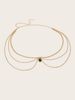 waist chain Green Crystal Jewel Pendant Multi-layer wave side swing chain waist_viptrois.com