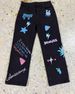 Men's Clothing Men's Jeans Street Style Black Graffiti Jeans, Loose Fit Straight Leg Casual Pants_viptrois.com