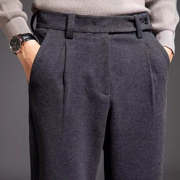 Men's Clothing Classic Wool Blend Dress Pants For Men - Straight Fit, Winter Comfort, Business Casual Trousers With Premium Fabric_viptrois.com