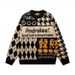 Unisex Hip-Hop Fleece Sweater – Oversized Couple Matching Pullover With Bold Letter Print, Soft Acrylic Blend (Red, S-XXXL)_viptrois.com