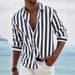 Men's Clothing Spring And AutumnNew Men's Yarn Dyed Striped Cotton And Linen Casual Loose Long Sleeved Shirt_viptrois.com