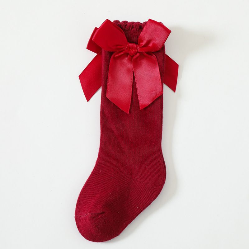 Toddler Girls Clothing Baby Big Bow Dress Girl Student Princess Socks Long Loose Socks_viptrois.com