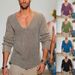 Men's Clothing Men's Long Sleeved V Neck Loose Plus Size Men's Fashion Casual Solid Color Knitted Pullover Cross Border Sweater_viptrois.com