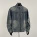 American Fashion Washed Workwear Men's Summer New Style Texture Loose Stand Collar Denim Jacket Top_viptrois.com