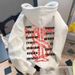 Streetwear Hoodie With Bold Letter Print – Unisex Oversized Fit, High Cotton Blend, S-2XL (White-Grey Colorway)_viptrois.com