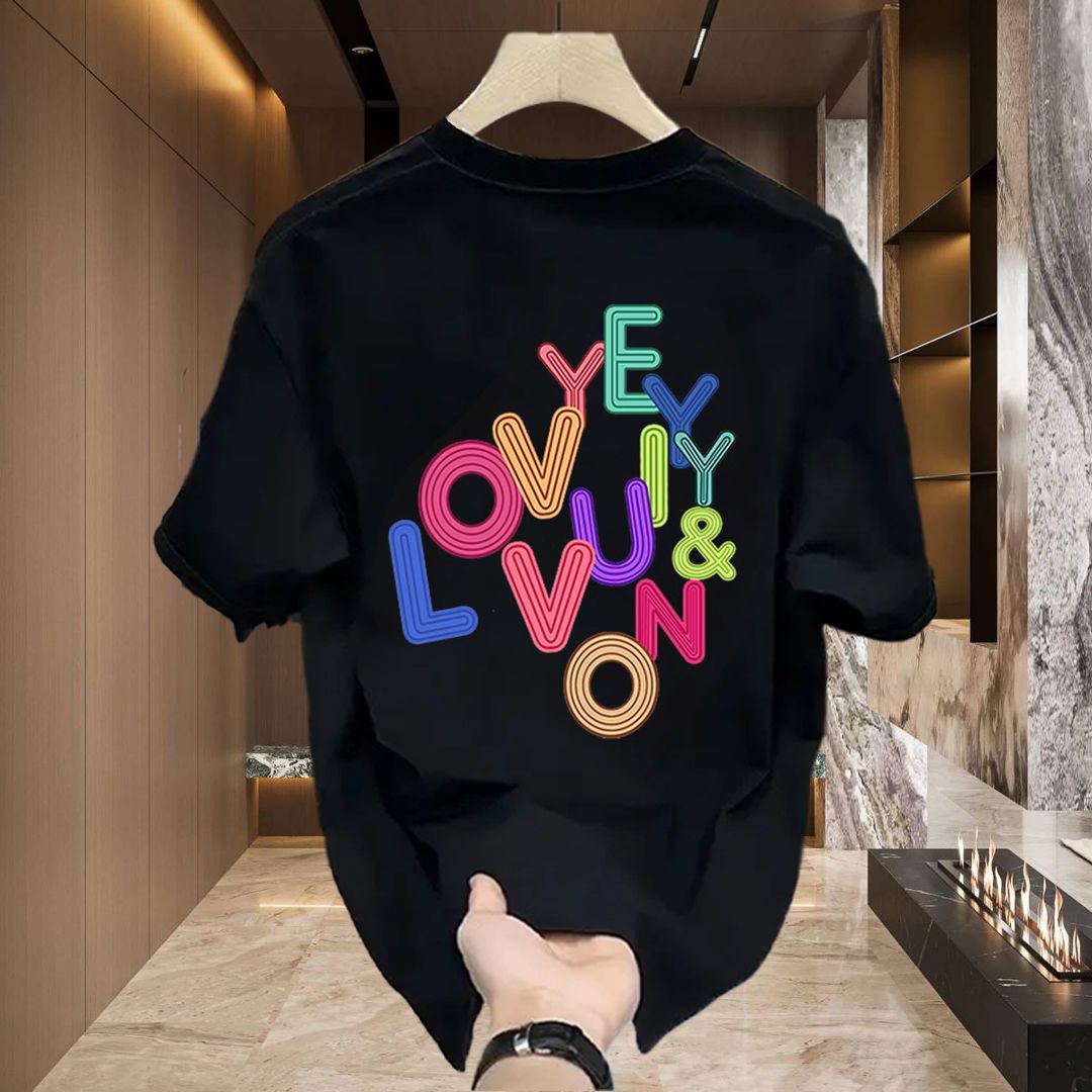 2024 summer new light luxury men's T-shirt short sleeve minimalist design print round collar fashion trend everything_viptrois.com