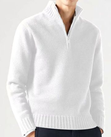 Men's Clothing 2024 New Autumn And Winter Casual Men's Zipper V-Neck Solid Sweater_viptrois.com