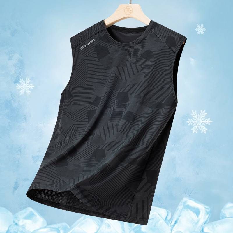 Summer Ice Silk Vest Men's Camouflage Quick-drying Elastic Outdoor Sports Thin Air-conditioned Casual Sleeveless Jersey_viptrois.com