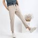 Men's Slim Fit Cropped Dress Pants, Lightweight & Wrinkle-Free, Casual Office Trousers With Button Detail (Khaki/Medium Gray)_viptrois.com