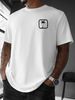 Maglietta Uomo 180g Cotone Girocollo Piccola Stampa Sul Petto, Semplice Traspirante Comoda Per Outfit Estivi Casual_viptrois.com