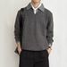 American Two-Piece V-Neck Sweater For Men Winter Turn-Down Collar Old Money Knitted Top Lazy Style Coat_viptrois.com