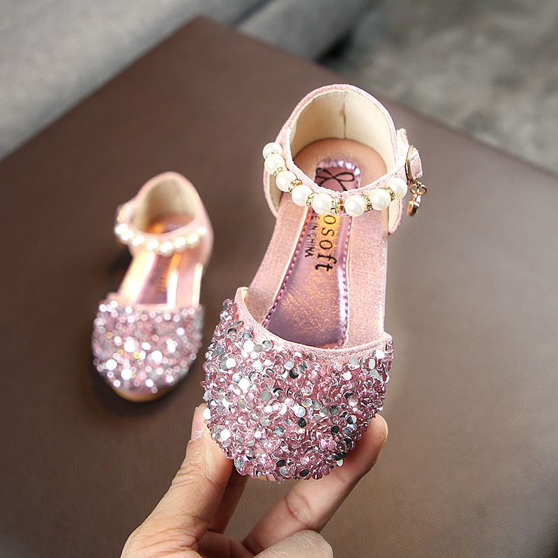 2024 spring and summer new girls' leather shoes single-layer shoes baby princess shoes Children's casual shoes performance shoes Pearl dance shoes_viptrois.com