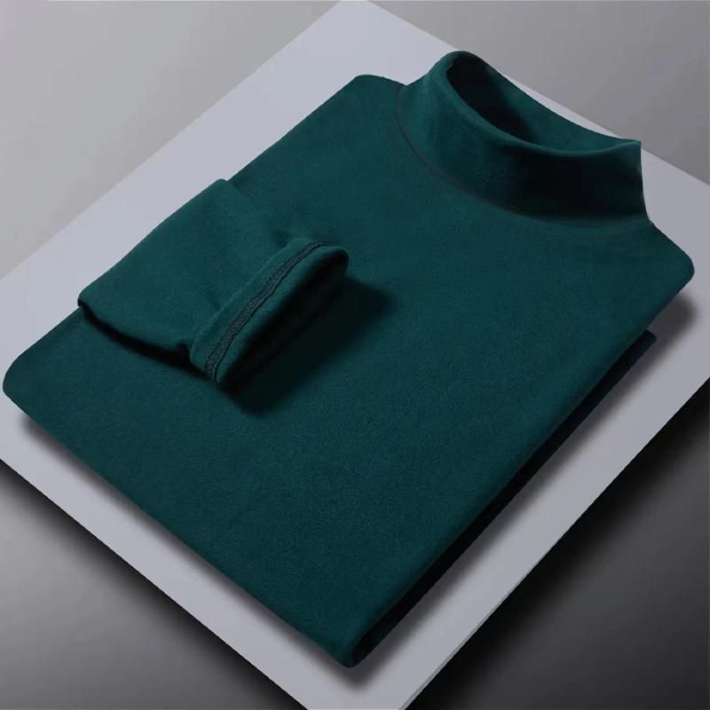 Men's Clothing Double Sided Velvet Brushed Half High Collar Long Sleeved Men's Warm Inner Wear Autumn Clothes Bottoming_viptrois.com