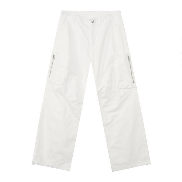 Men's Clothing High Street Cleanfit Splicing Zipper Design Hip Hop Casual Solid Color Jeans_viptrois.com