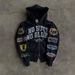 Street Hip Hop Vintage Print Black Zipper Hoodie 2022 Y2K Harajuku Jacket Sweatshirt Women_viptrois.com
