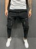 2025 Men's Small Leg Zipper Slim Fit Backpack Pocket Fitness Sports Men's Casual Pants_viptrois.com