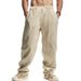 Men's Linen Casual Pants – Summer Breathable Straight-Leg Trousers With Drawstring (8 Colors, S-XXXL)_viptrois.com