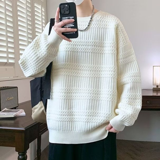 Casual sweater men's student autumn and winter handsome loose and versatile trend knitted sweater_viptrois.com