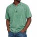 Men's Distressed Washed Henley Shirt – Long Sleeve Slim Fit Pullover, Casual Spring/Summer Top (Multiple Colors, Sizes S-4XL)_viptrois.com