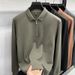 Ordos City Autumn Winter New Long Sleeve T-Shirt Men Half Zipper Turn-down Collar Top Loose Plus Size Dad Style Polo_viptrois.com
