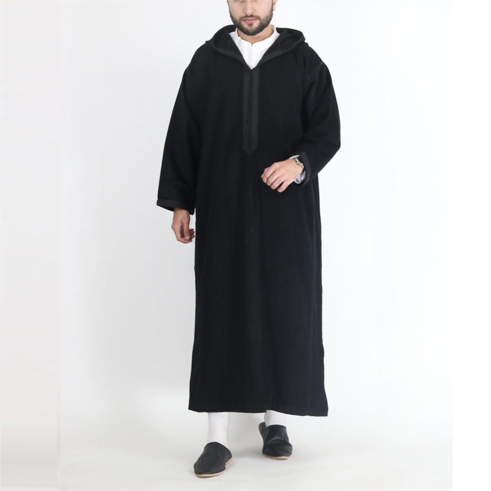 Men's Clothing Arabic Style Long Men's Hooded Shirt Muslim Robe_viptrois.com