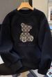 Unisex Heavyweight Sweatshirt – Premium Fleece-Lined Pullover, Oversized Fit, Soft Velvet & Cotton Blend (Black/White, S-5XL)_viptrois.com