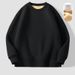 Men’s Fleece Crew Neck Sweatshirt – Thickened Winter Pullover, Plus Size (Black/Greyish, M-5XL)_viptrois.com