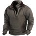 2027 Fashion European-USA Style Youth/Men Stand Collar Half Zipper Pure Color Long Sleeve Casual Loose Fleece Insulation Sweatshirts_viptrois.com