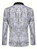 Men's Slim Fit Jacquard Suit Jacket Trendy Style Single Button Banquet Wedding Emcee Attire_viptrois.com