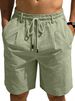 New Men's Loose Cotton And Linen Drawstring Five-pocket Pants - Solid Color Casual Sports Shorts_viptrois.com